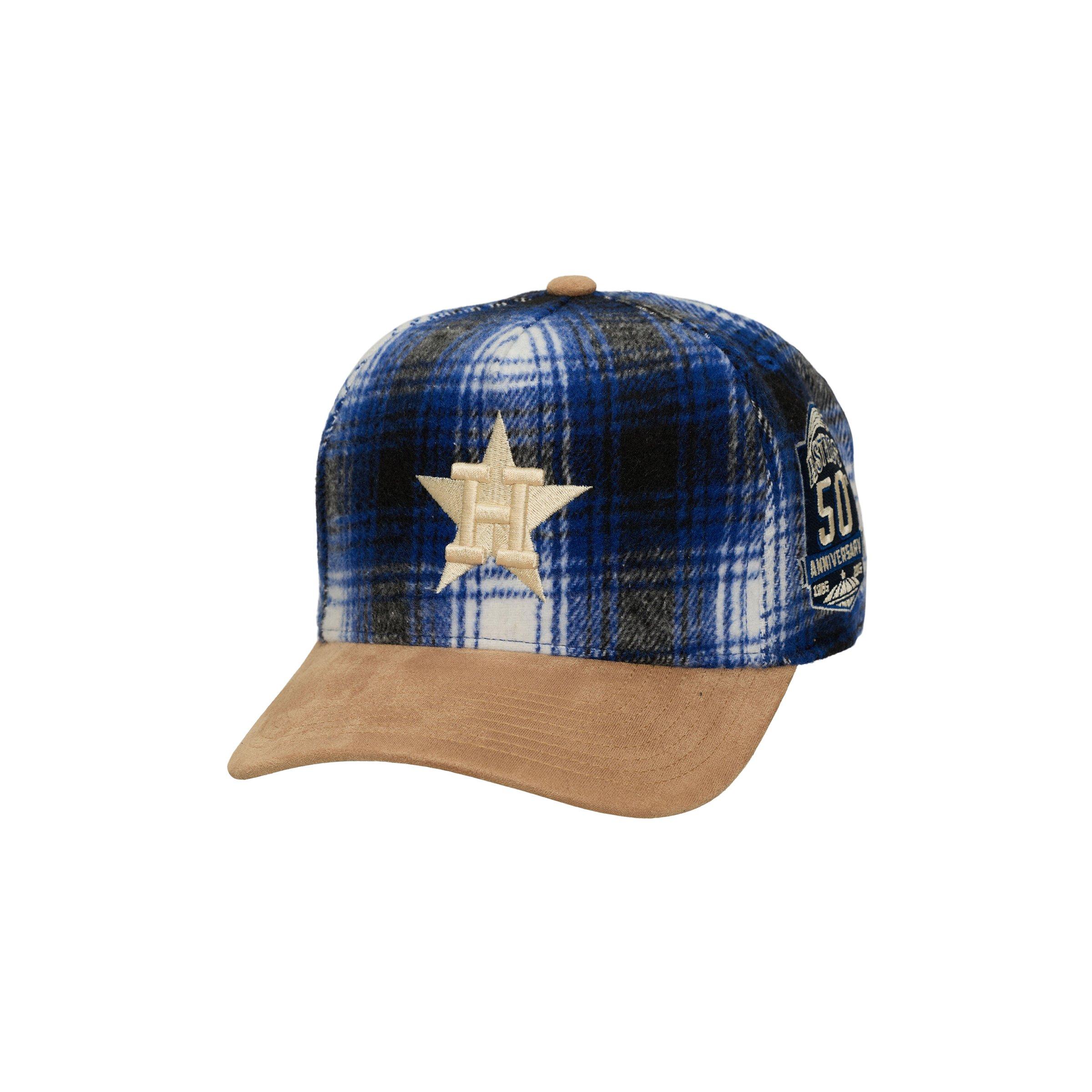 Mitchell & Ness Houston Astros Plaid Snapback Hat - Navy - NAVY